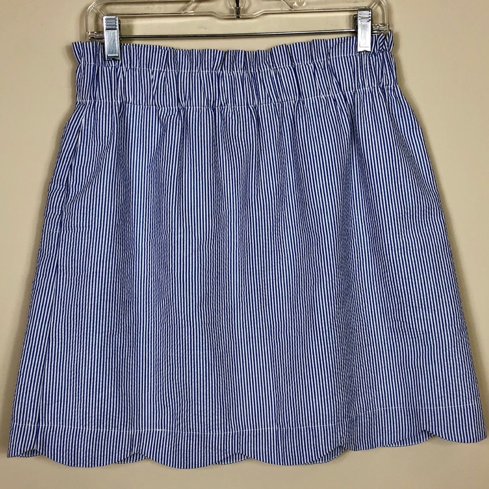 Lauren James | Blue Striped Scalloped Skirt Large